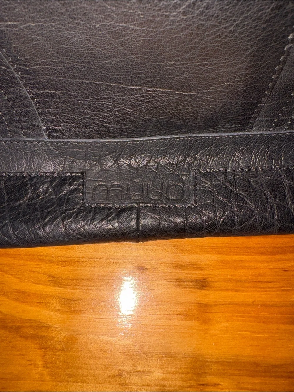 Muud Black Leather Backpack Purse Adjustable Straps Multiple Pockets Zip Close